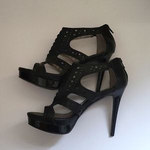 Carlos Womens 4" High Heel Black Strappy Shoe